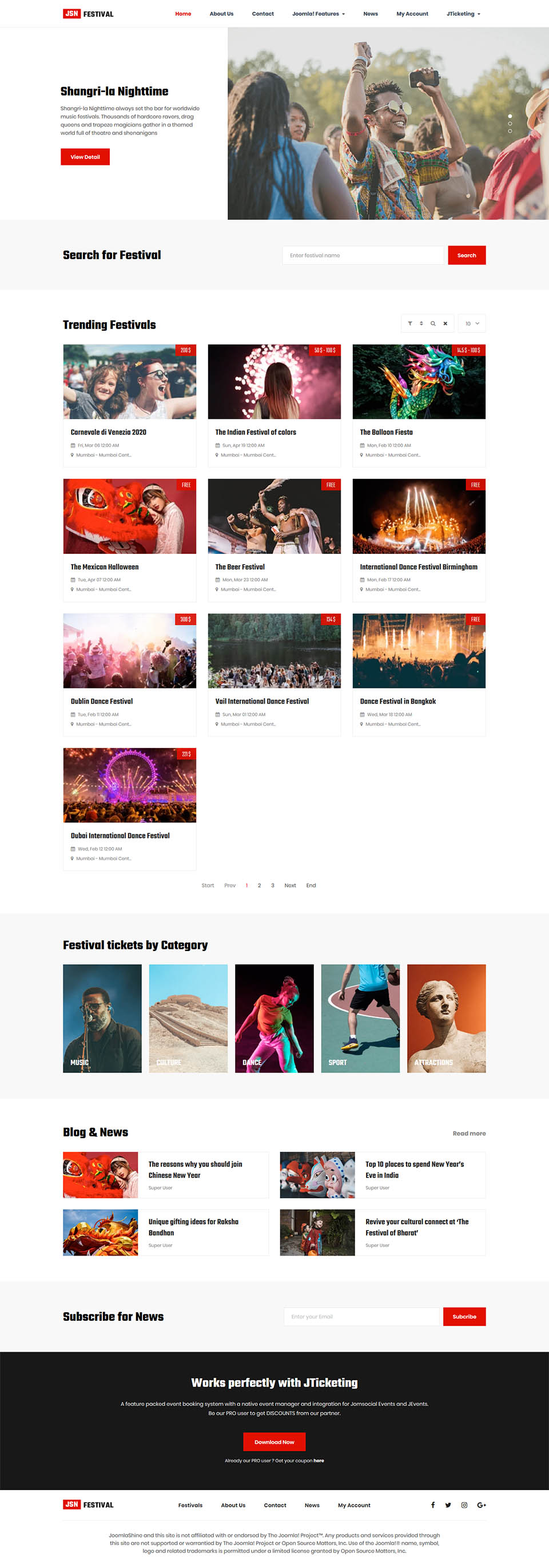 Template JoomlaShine Festival Joomla template JoomlaShine Festival