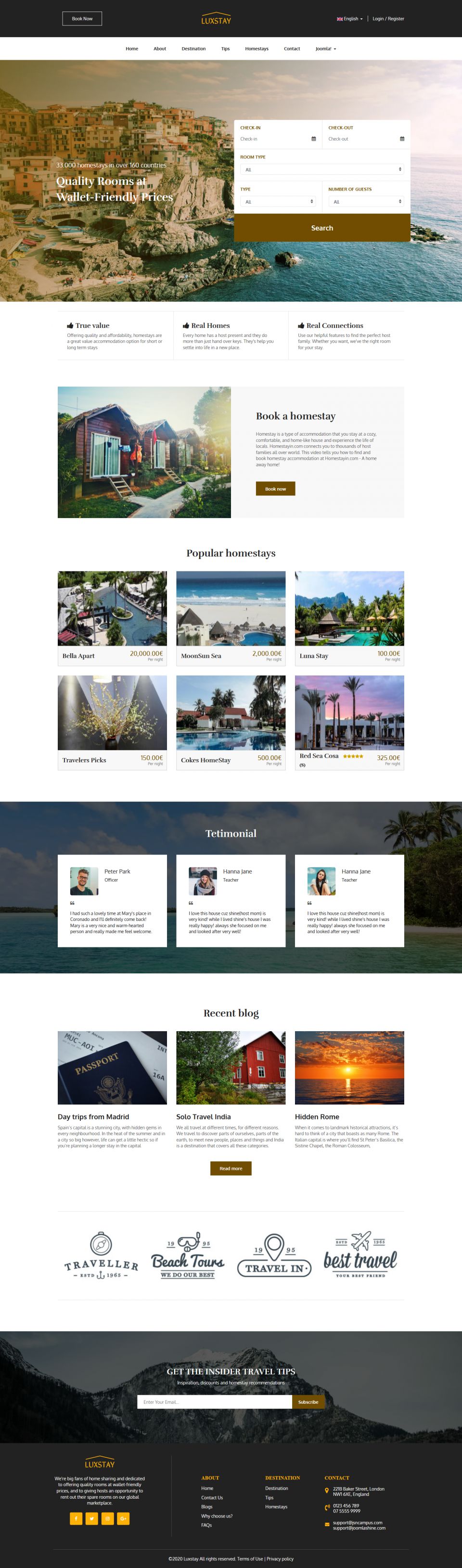 Template JoomlaShine Luxstay Joomla template JoomlaShine Luxstay