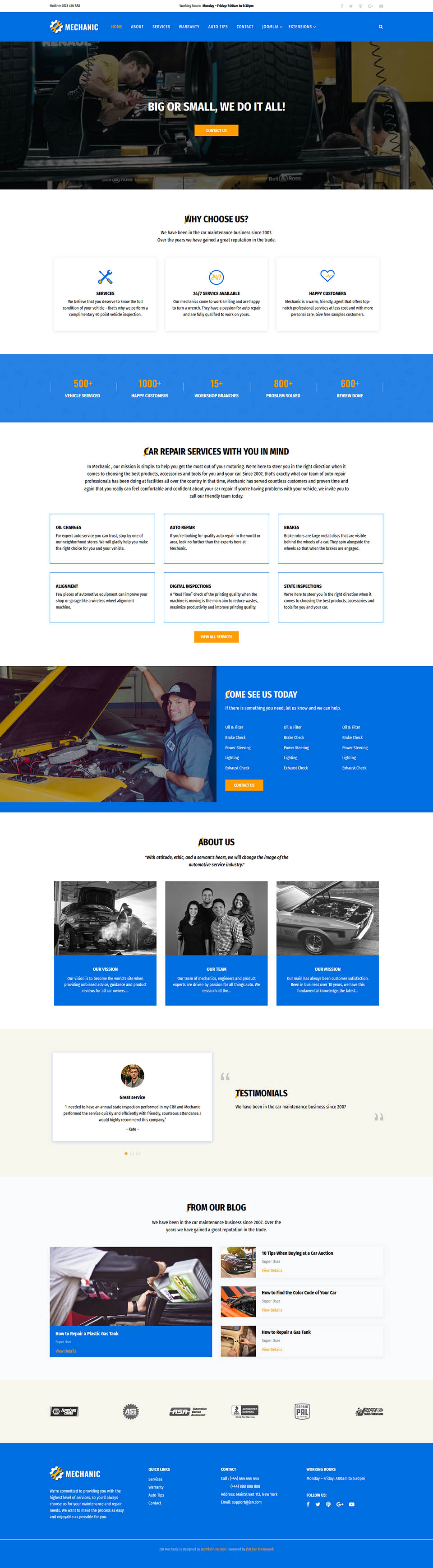 Template JoomlaShine Mechanic Joomla template JoomlaShine Mechanic