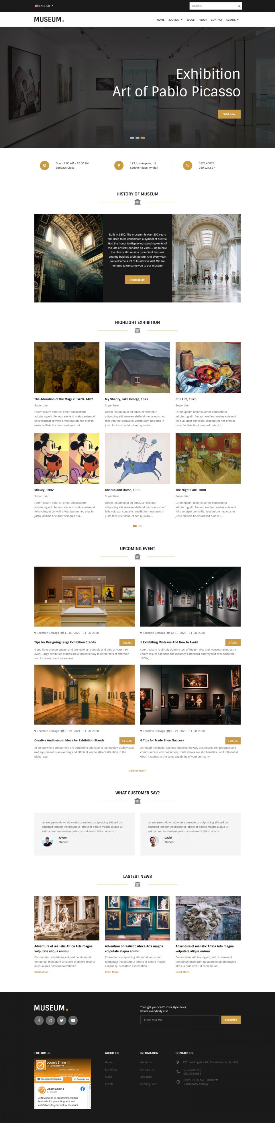 Joomla template JoomlaShine Museum