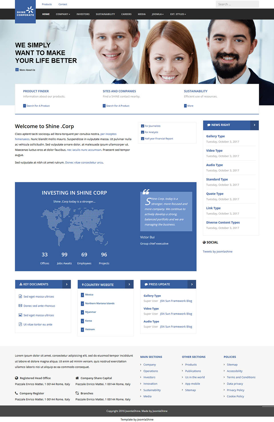Template JoomlaShine Shine Corporate Joomla template JoomlaShine Shine Corporate