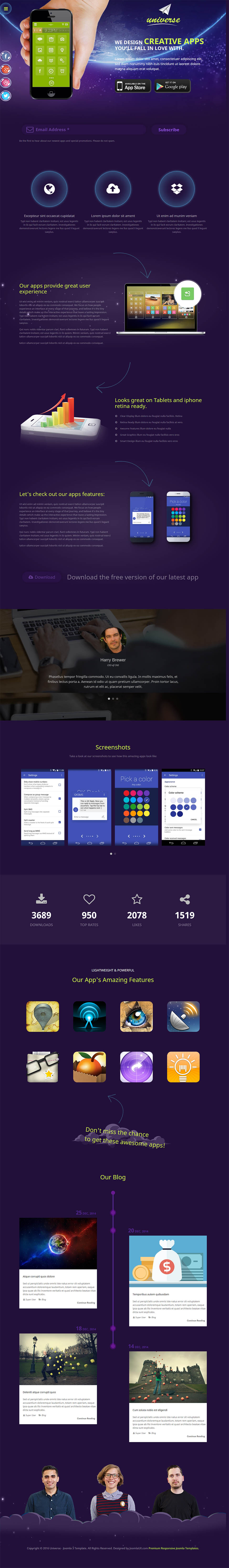 Template JoomlaUX Universe Joomla template JoomlaUX Universe