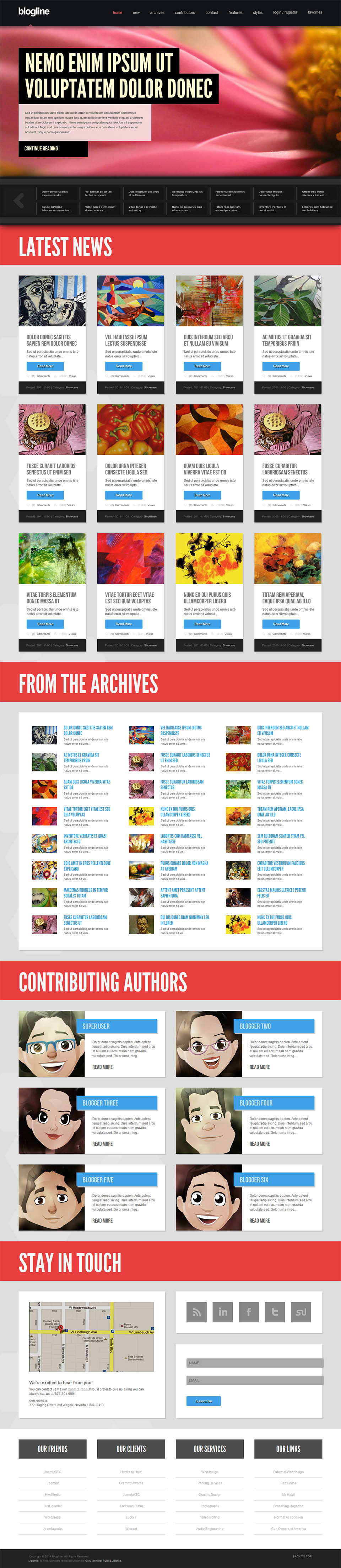 Template JoomlaXTC Blogline Joomla template JoomlaXTC Blogline