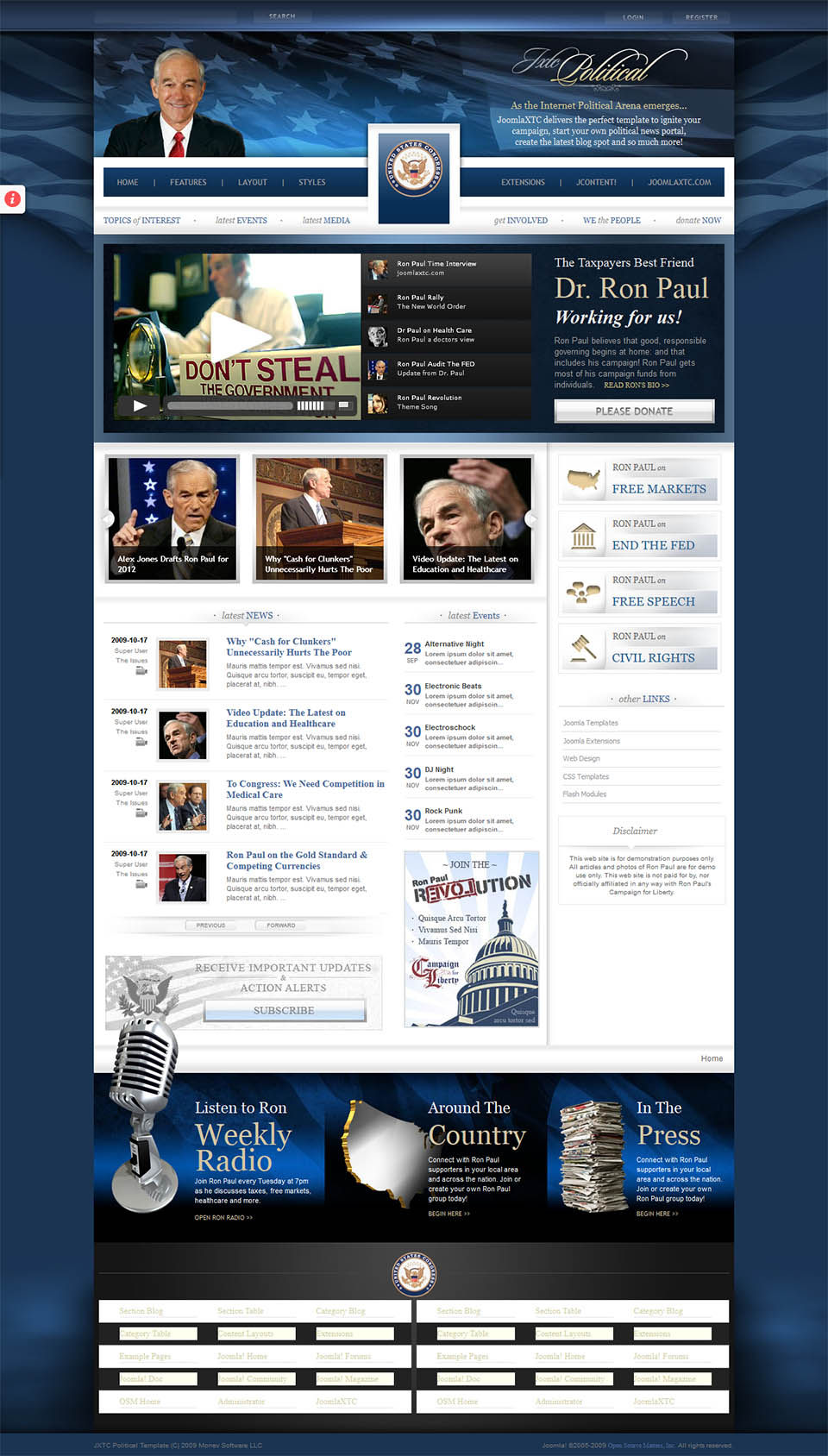 Template JoomlaXTC Political Joomla template JoomlaXTC Political