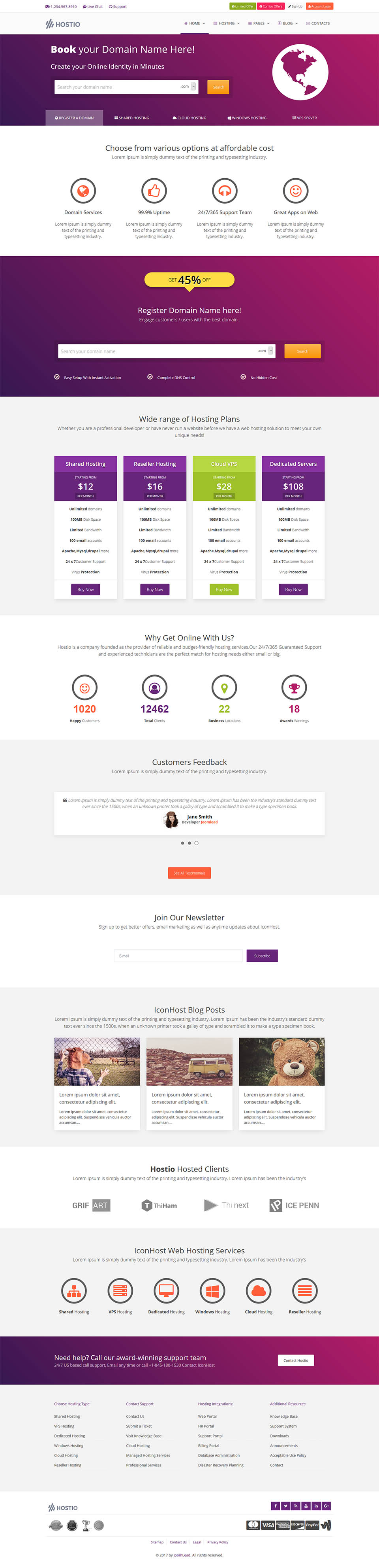 Template JoomLead Hostio Joomla template JoomLead Hostio