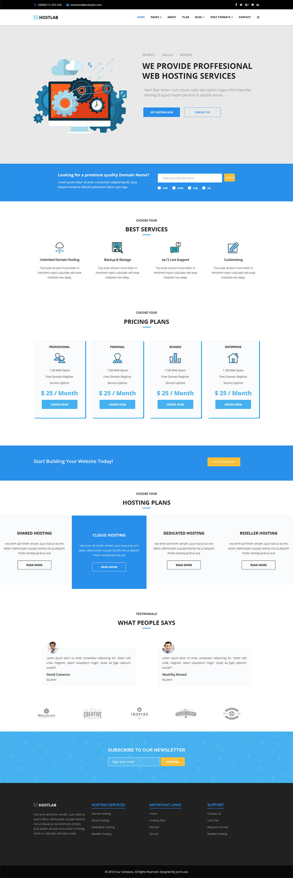 Template JoomLead HostLab Joomla template JoomLead HostLab