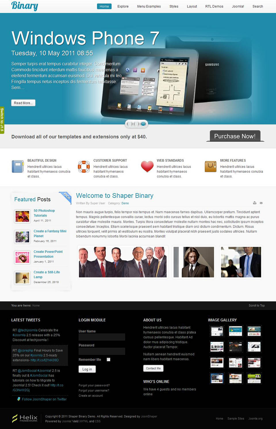 Joomla template JoomShaper Binary