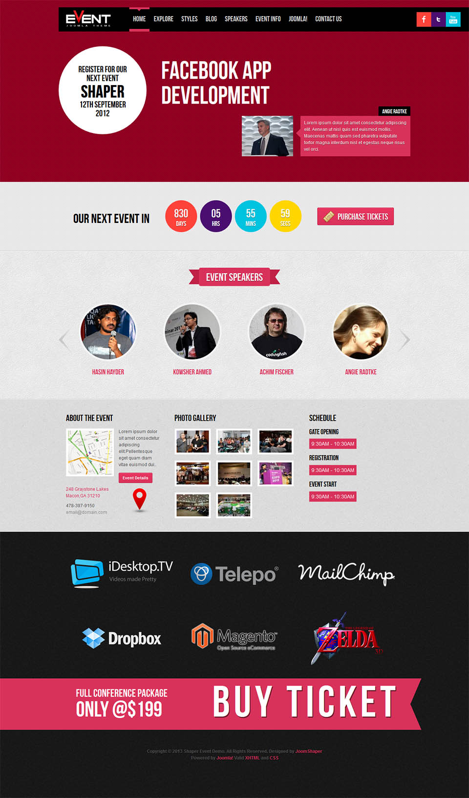 Template JoomShaper Event Joomla template JoomShaper Event