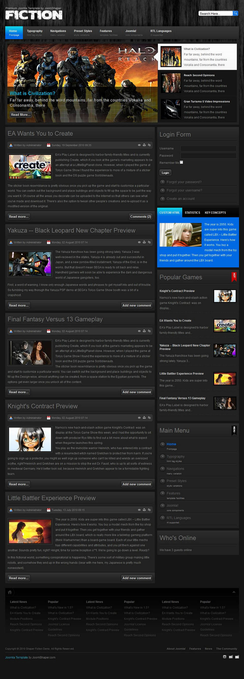 Template JoomShaper Fiction Joomla template JoomShaper Fiction
