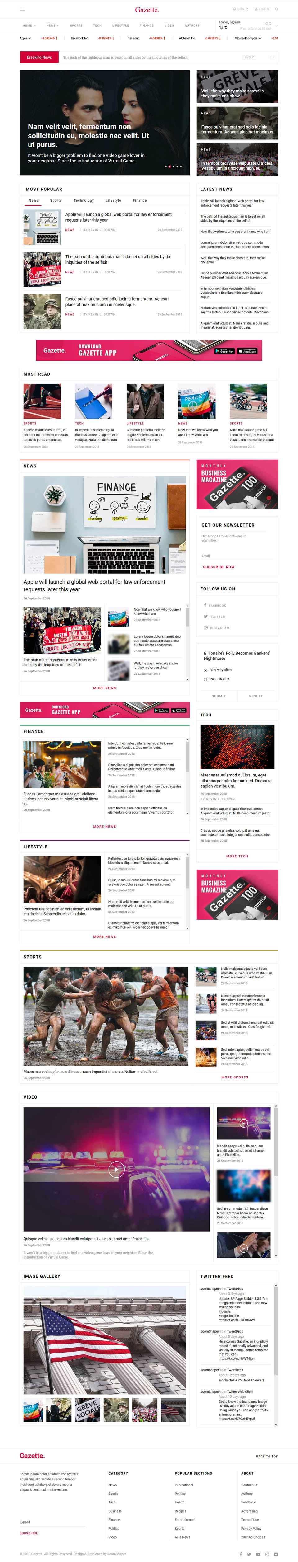 Joomla template JoomShaper Gazette