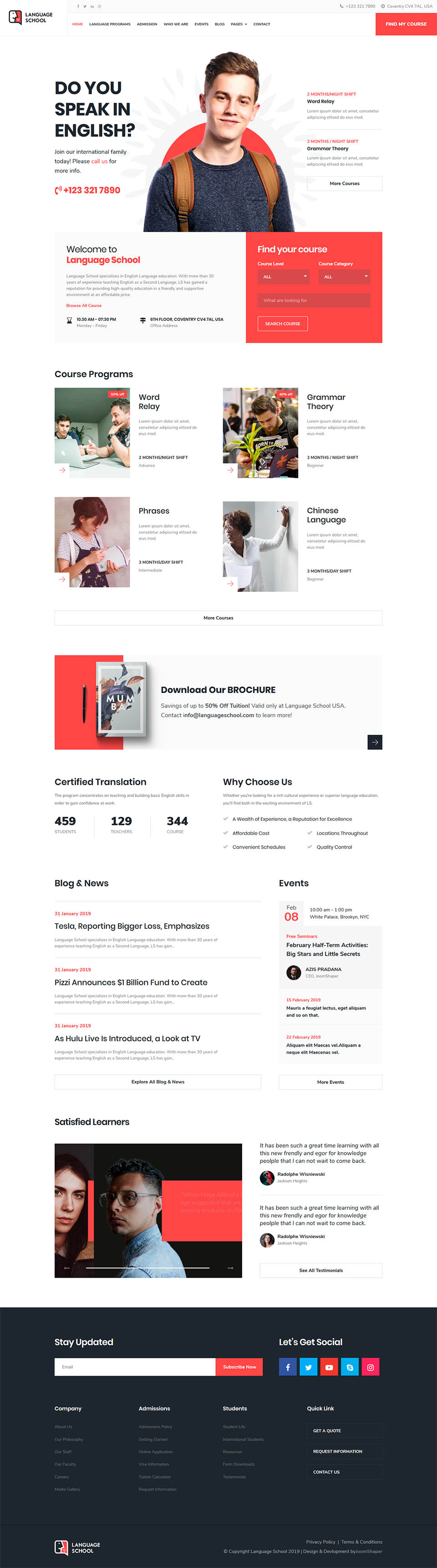 Template JoomShaper Language School Joomla template JoomShaper Language School