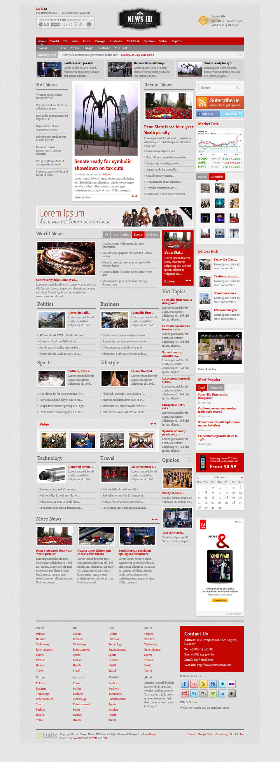 Template JoomShaper News III Joomla template JoomShaper News III