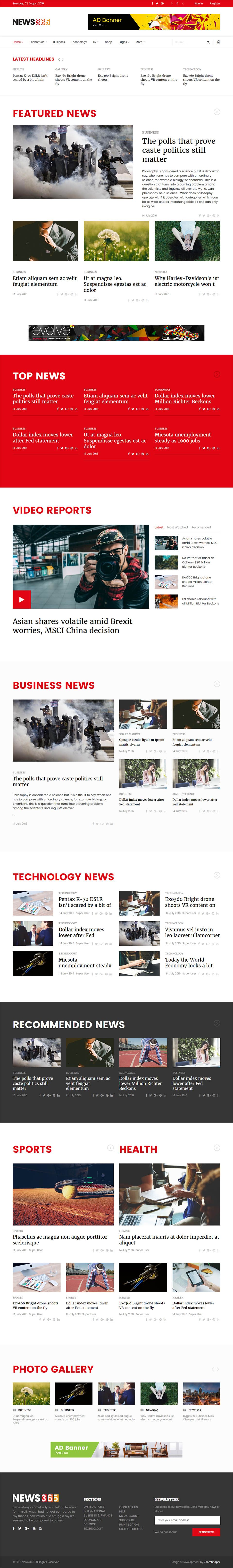 Template JoomShaper News365 Joomla template JoomShaper News365