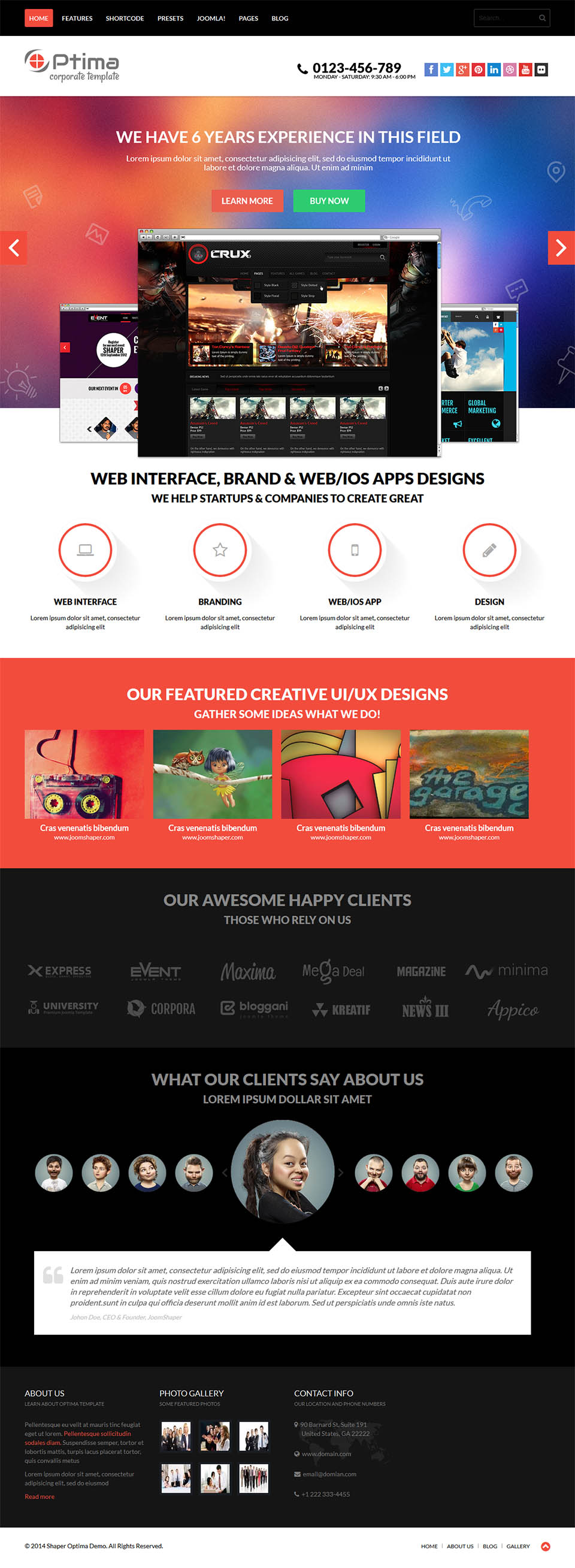 Template JoomShaper Optima Joomla template JoomShaper Optima