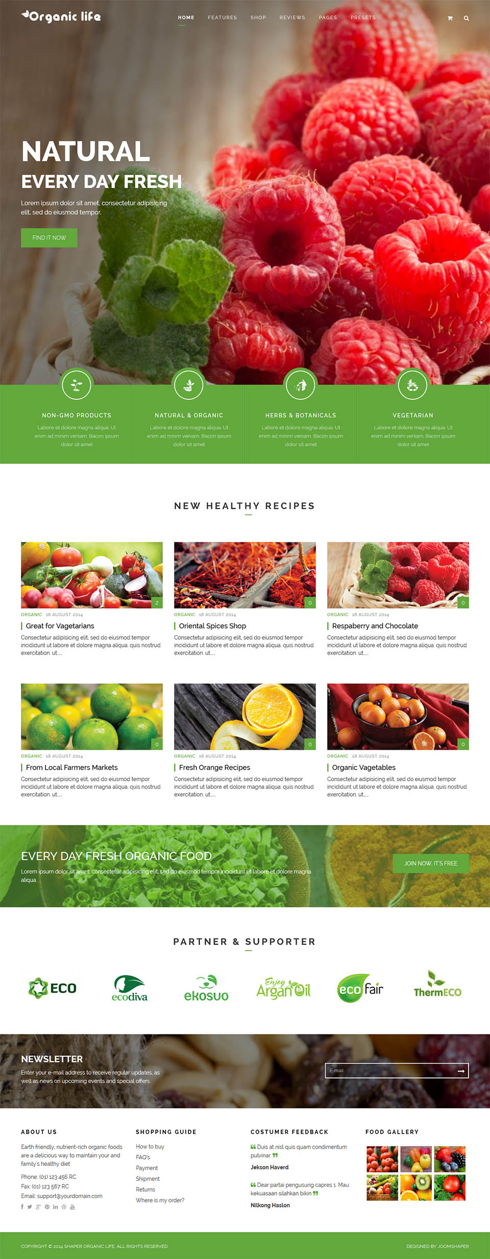 Template JoomShaper Organic Life Joomla template JoomShaper Organic Life