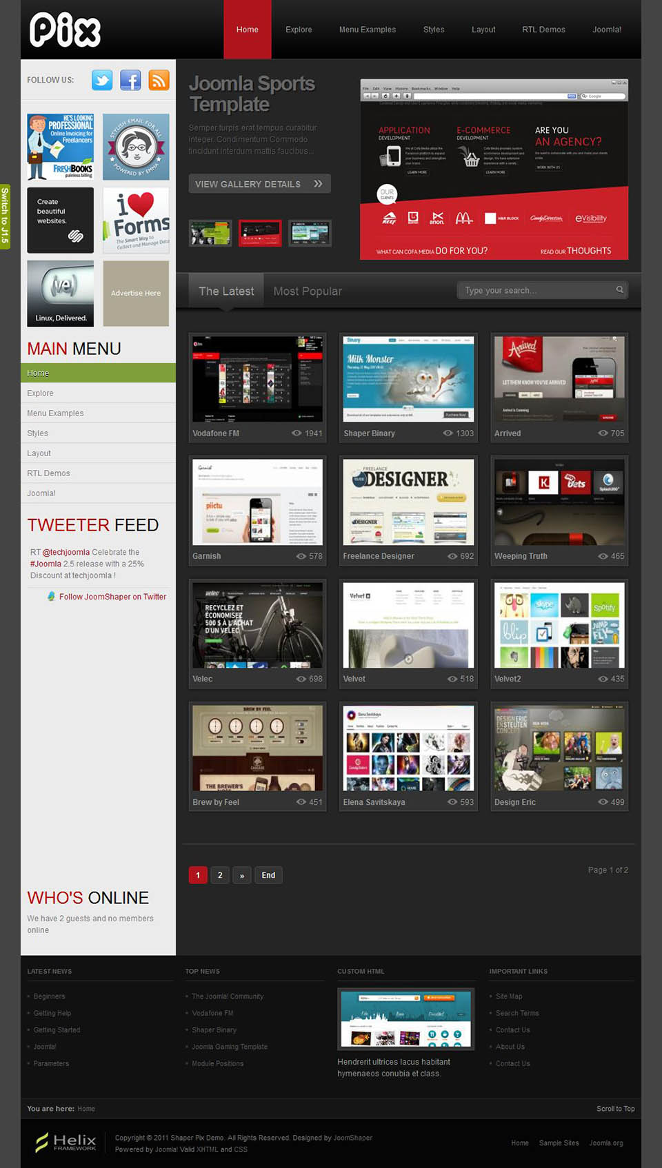 Template JoomShaper Pix Joomla template JoomShaper Pix