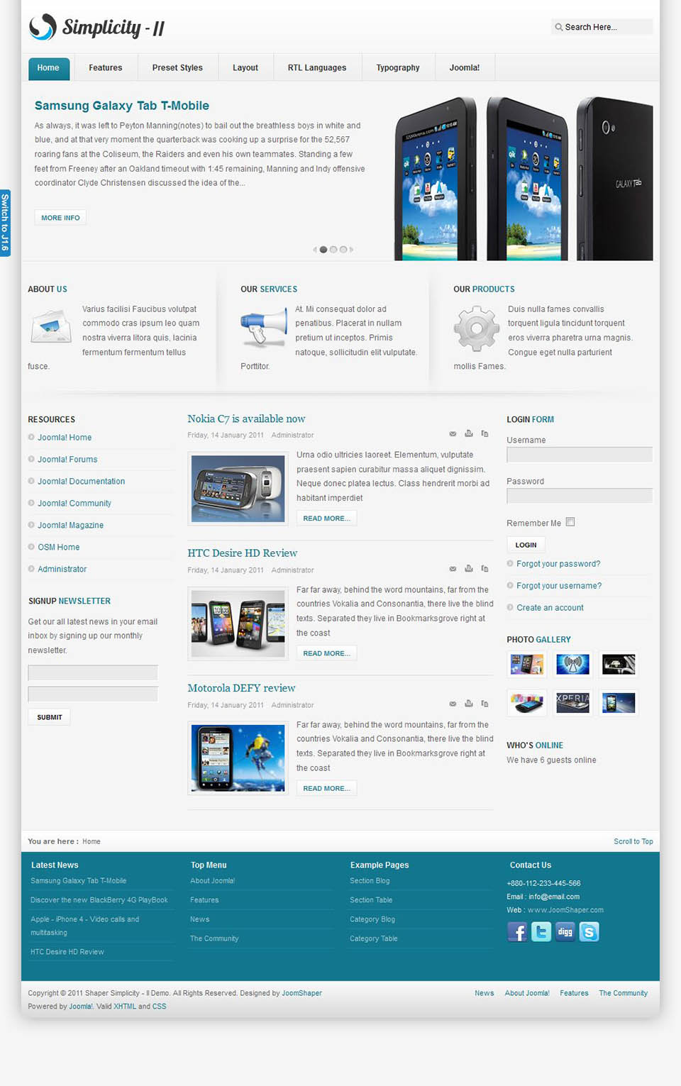 Template JoomShaper Simplicity II Joomla template JoomShaper Simplicity II