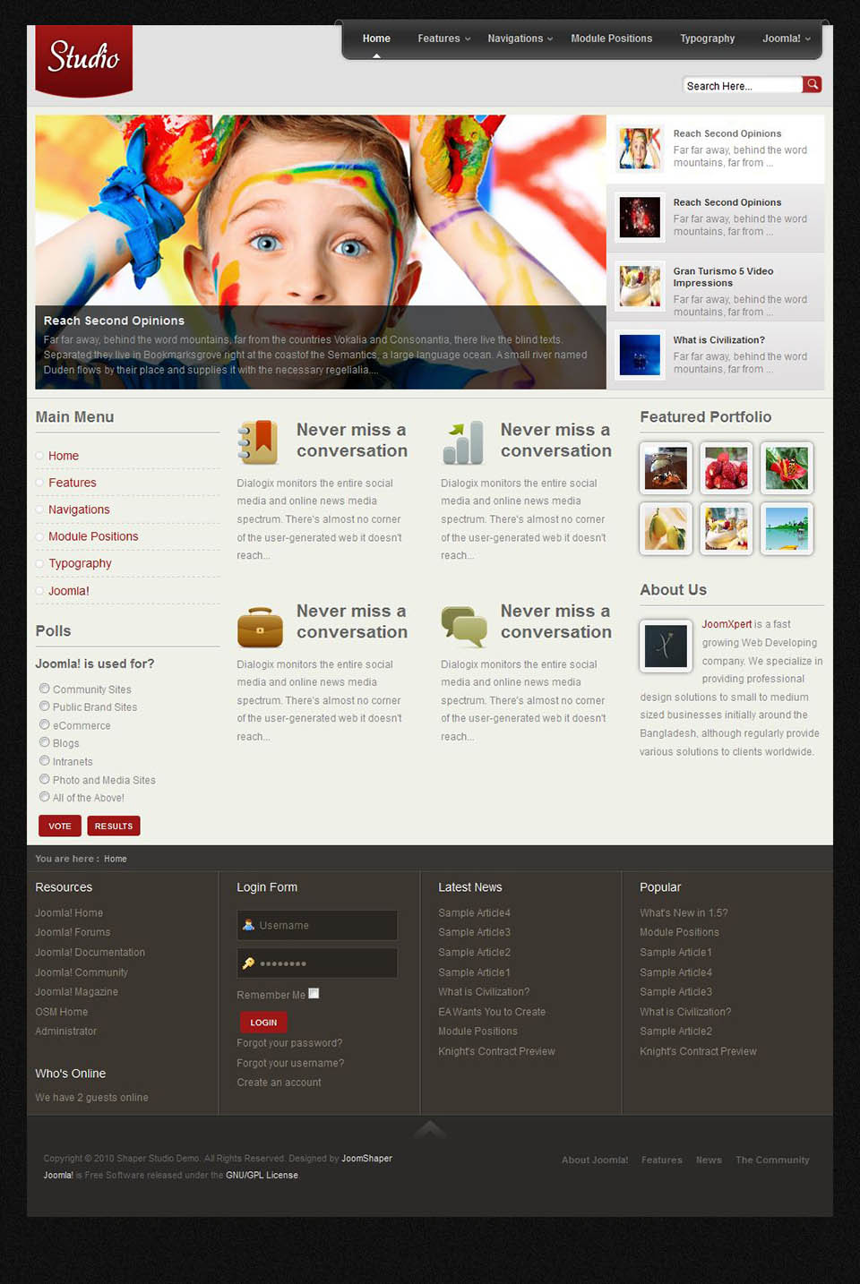 Template JoomShaper Studio Joomla template JoomShaper Studio