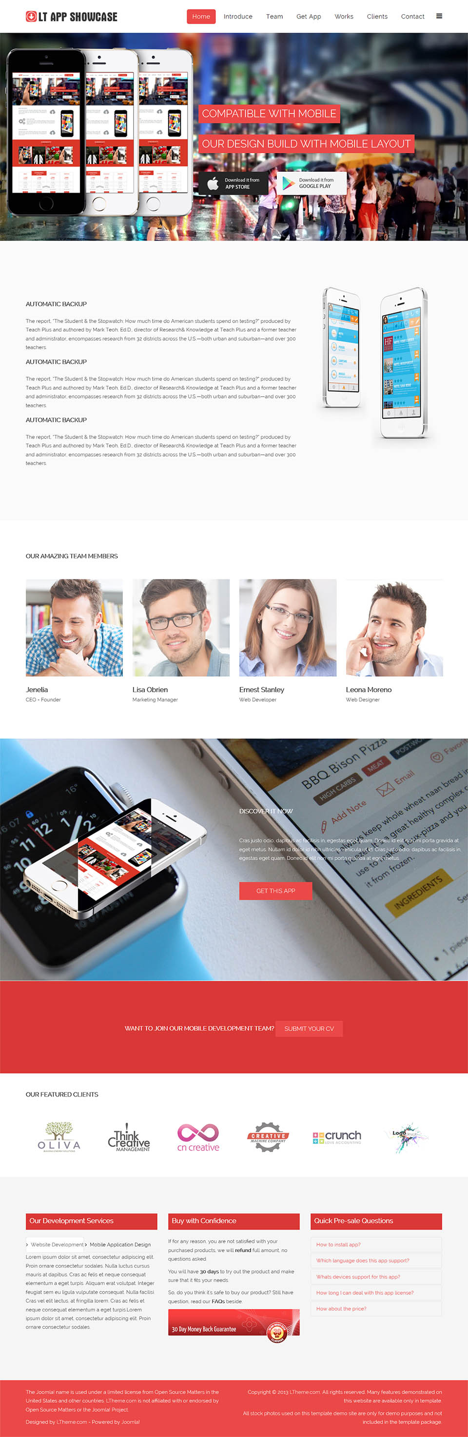 Template LTheme App Showcase Onepage Joomla template LTheme App Showcase Onepage