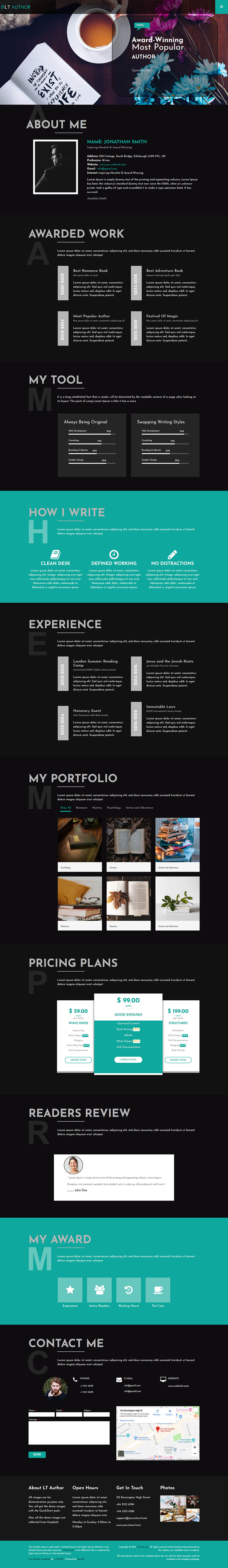 Template LTheme Author Onepage Joomla template LTheme Author Onepage