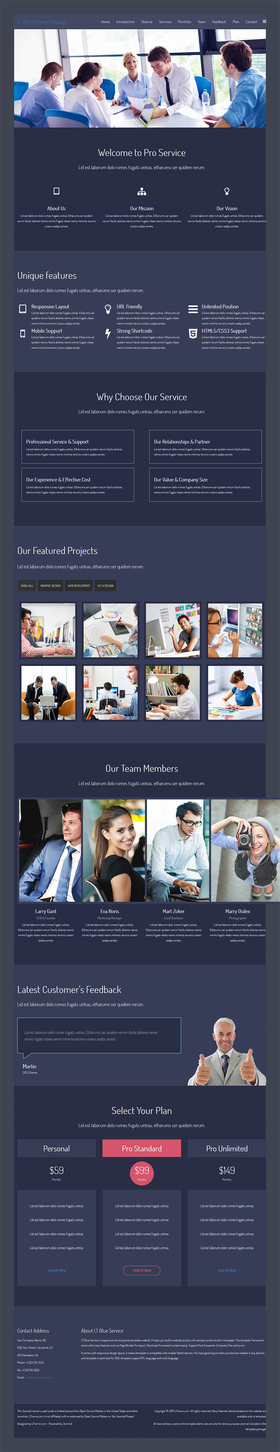 Template LTheme Blue Service Onepage Joomla template LTheme Blue Service Onepage
