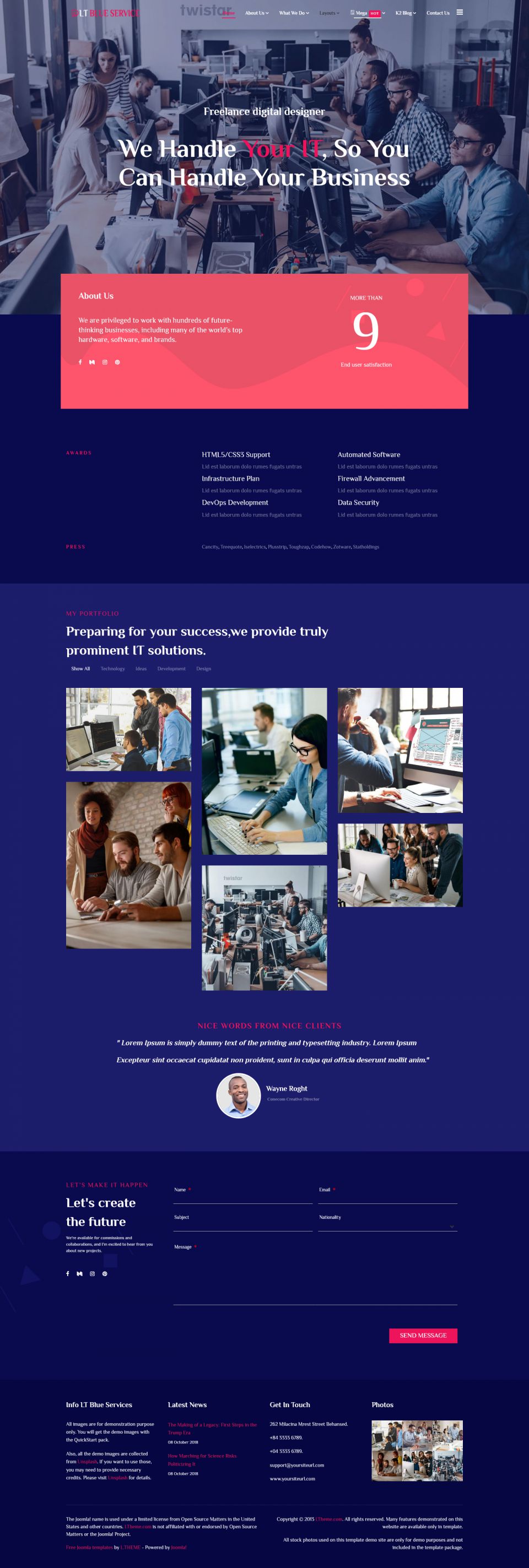 Template LTheme Blue Service Joomla template LTheme Blue Service