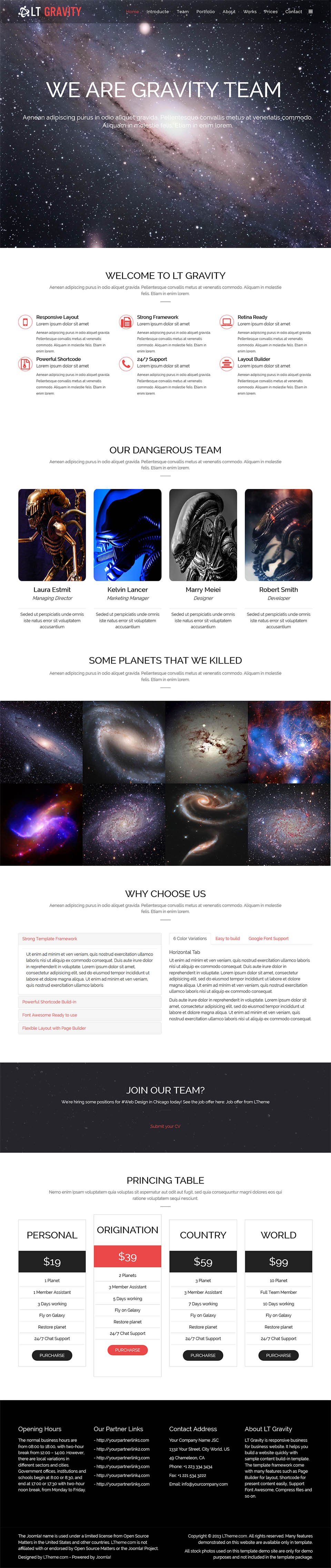 Template LTheme Gravity Onepage Joomla template LTheme Gravity Onepage