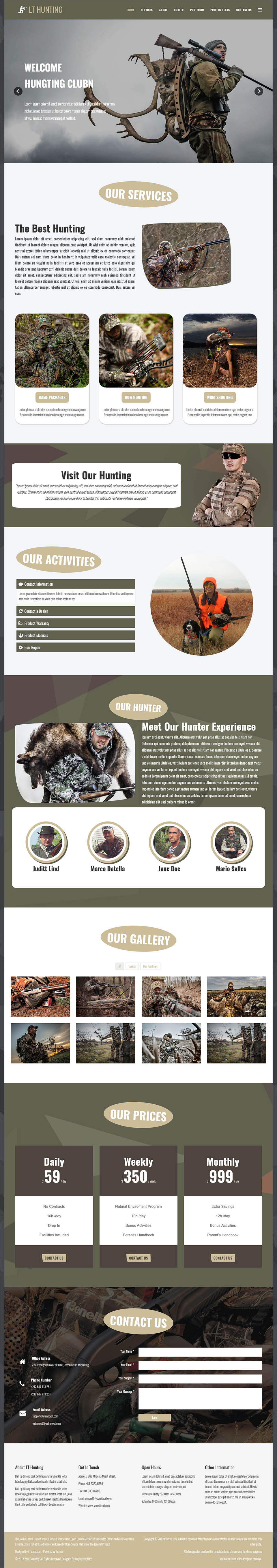 Template LTheme Hunting Onepage Joomla template LTheme Hunting Onepage
