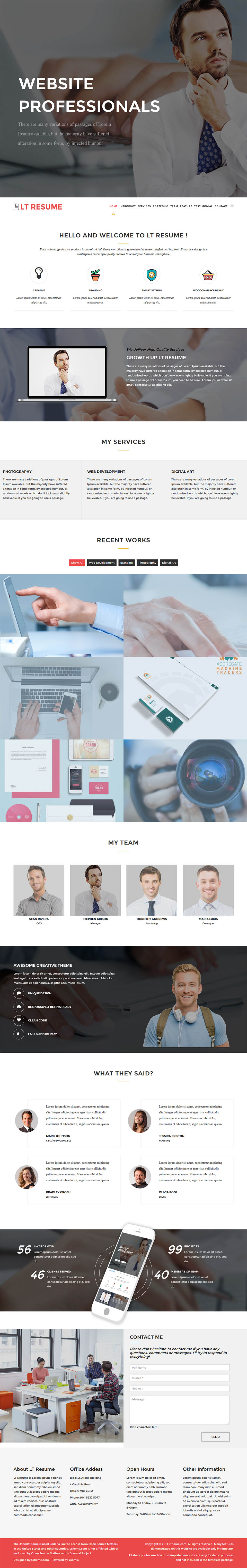 Template LTheme Resume Onepage Joomla template LTheme Resume Onepage