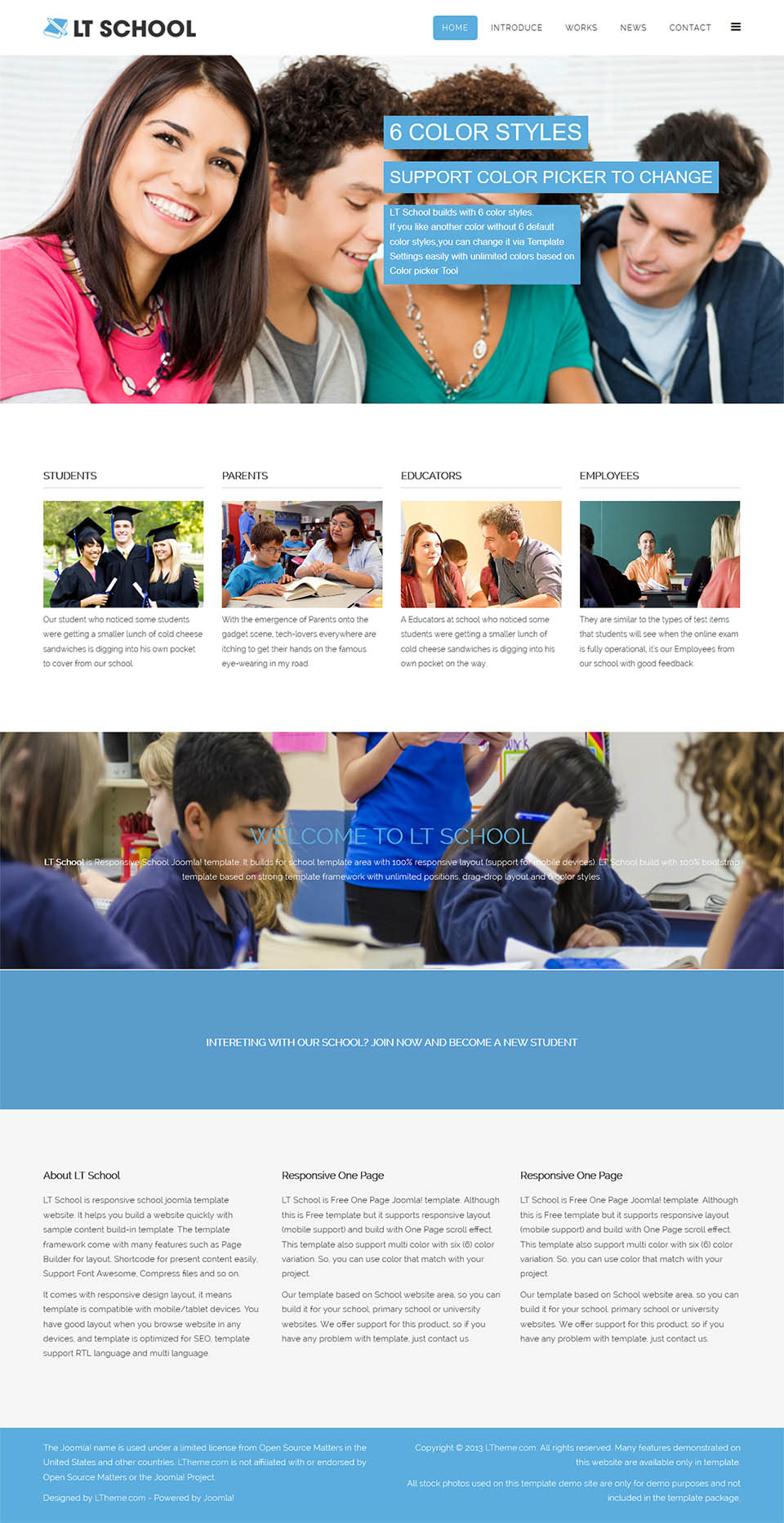 Template LTheme School Onepage Joomla template LTheme School Onepage