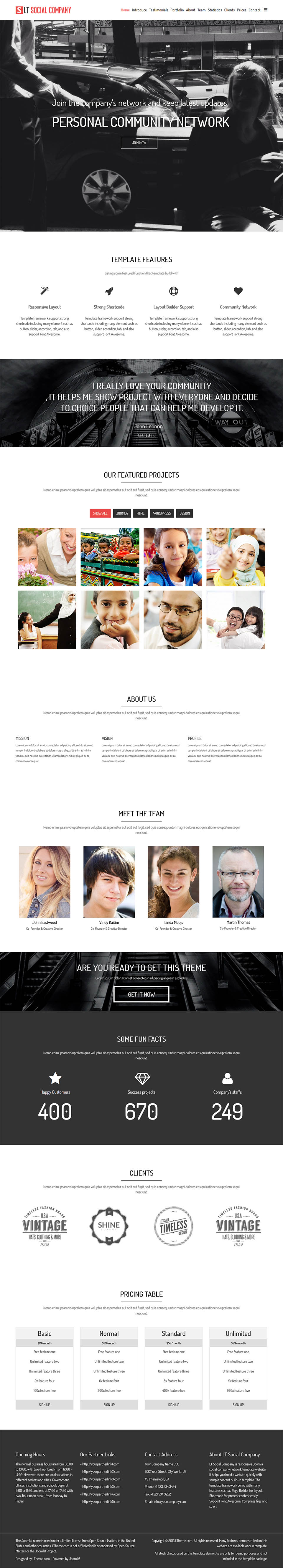 Template LTheme Social Company Onepage Joomla template LTheme Social Company Onepage