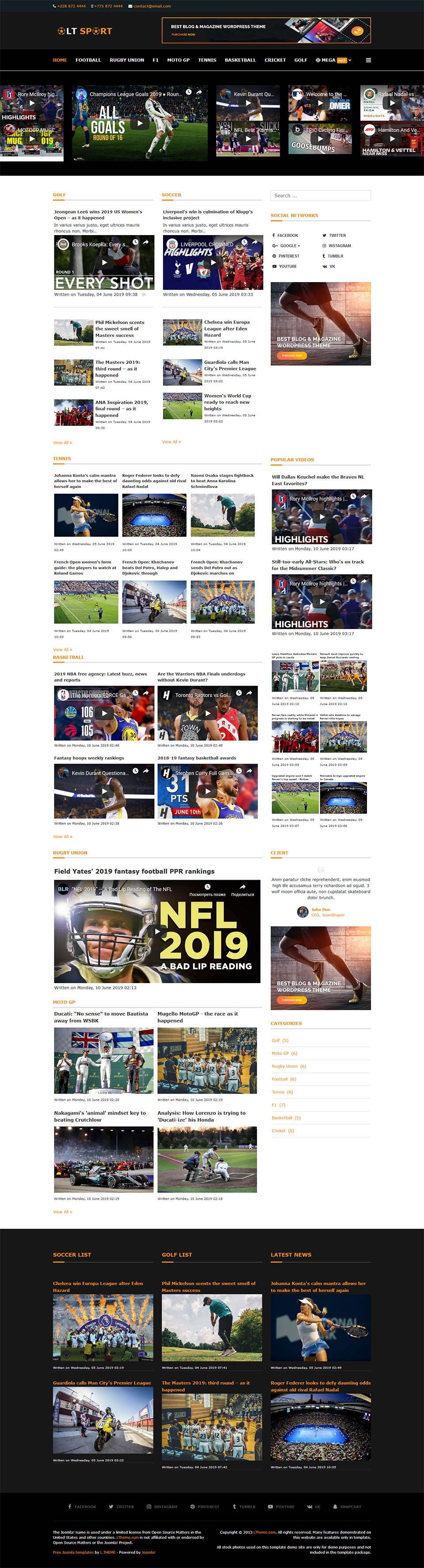 Template LTheme Sport Joomla template LTheme Sport