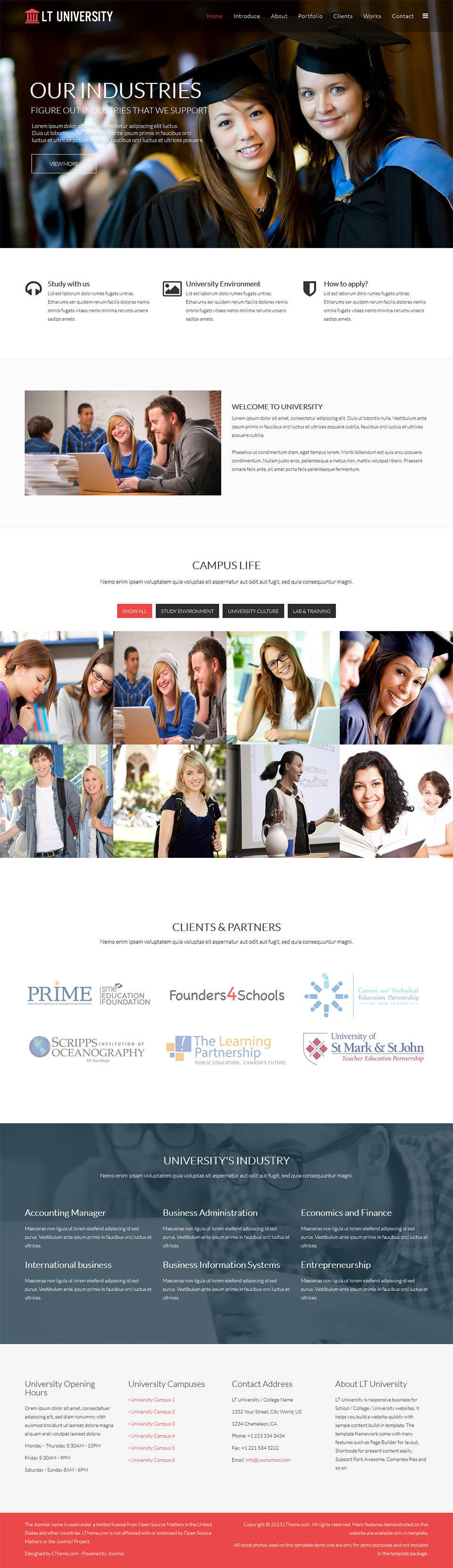 Template LTheme University Onepage Joomla template LTheme University Onepage