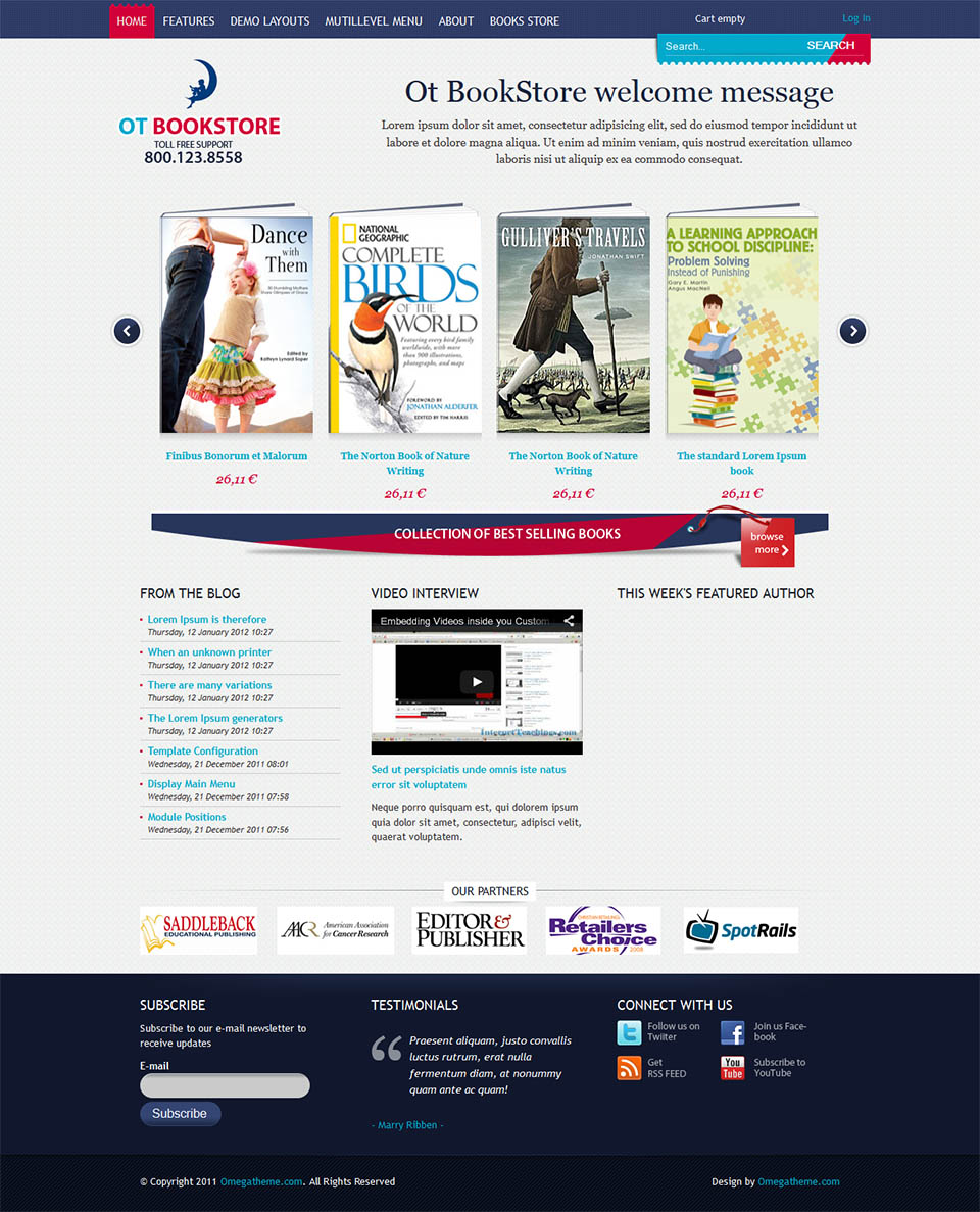 Template OmegaTheme BookStore Joomla template OmegaTheme BookStore