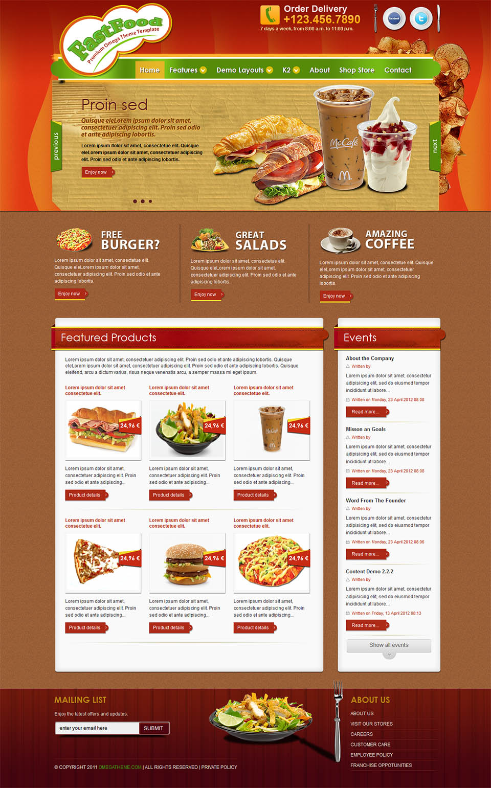 Joomla template OmegaTheme FastFood