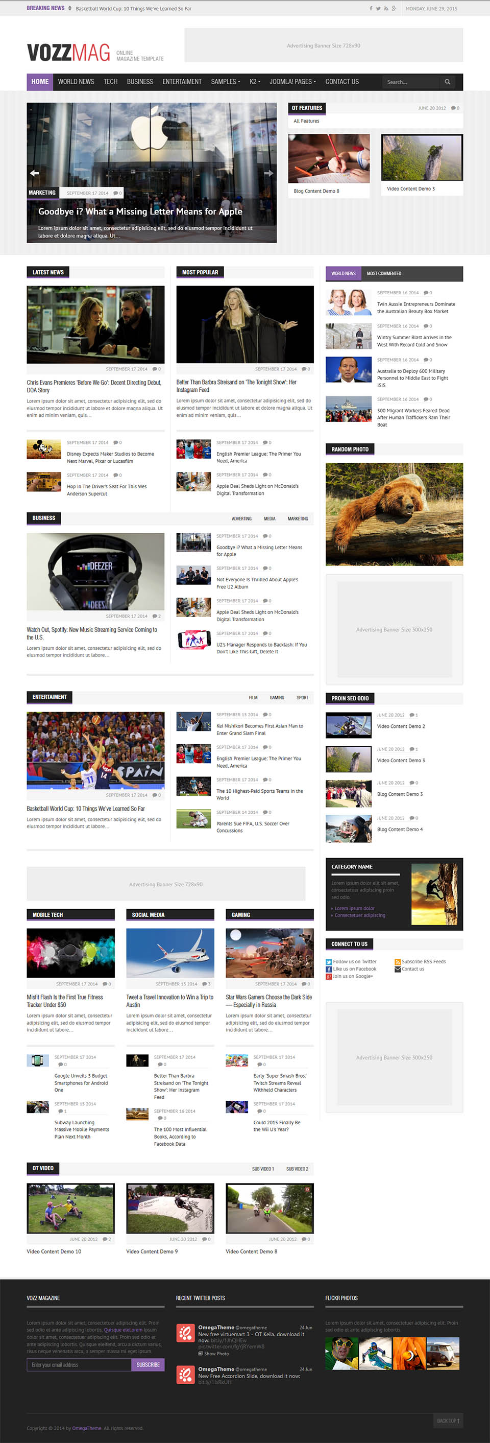Template OmegaTheme VozzMag Joomla template OmegaTheme VozzMag