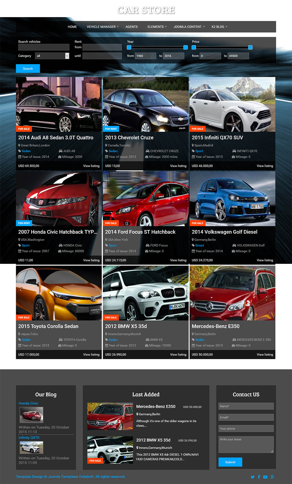 Joomla template OrdaSoft Car Store