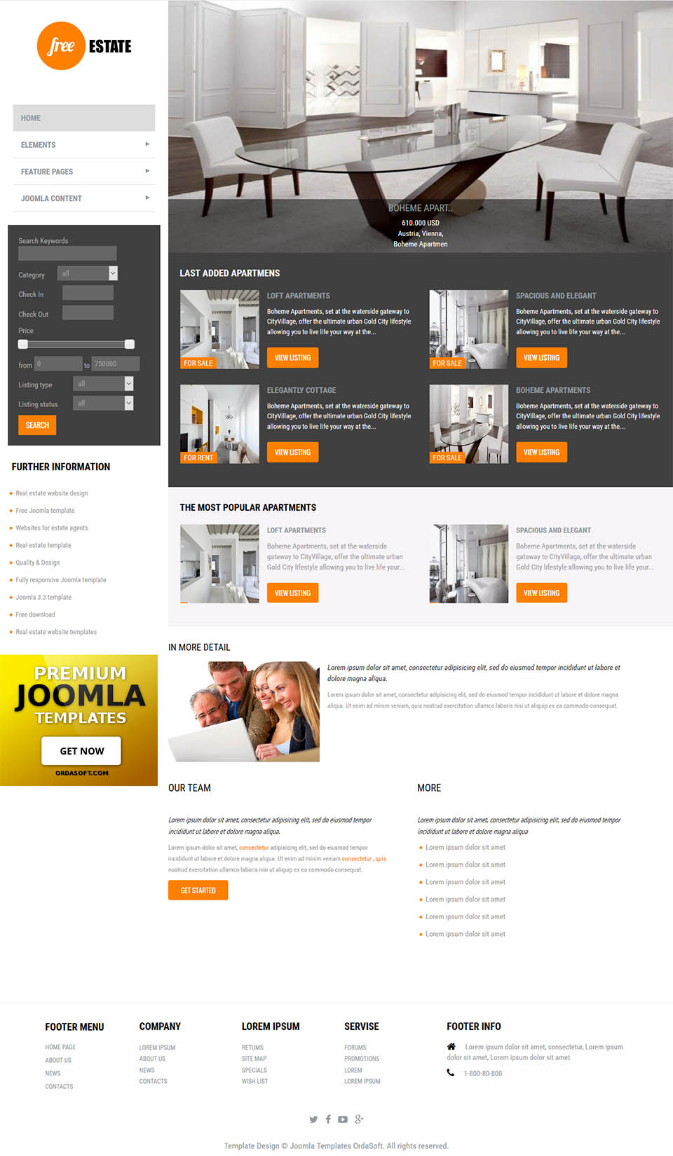 Joomla template OrdaSoft Free Estate