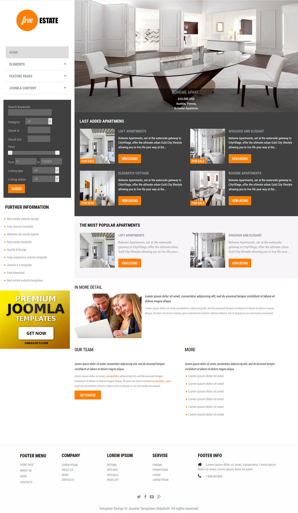 Template OrdaSoft Free Estate Joomla template OrdaSoft Free Estate