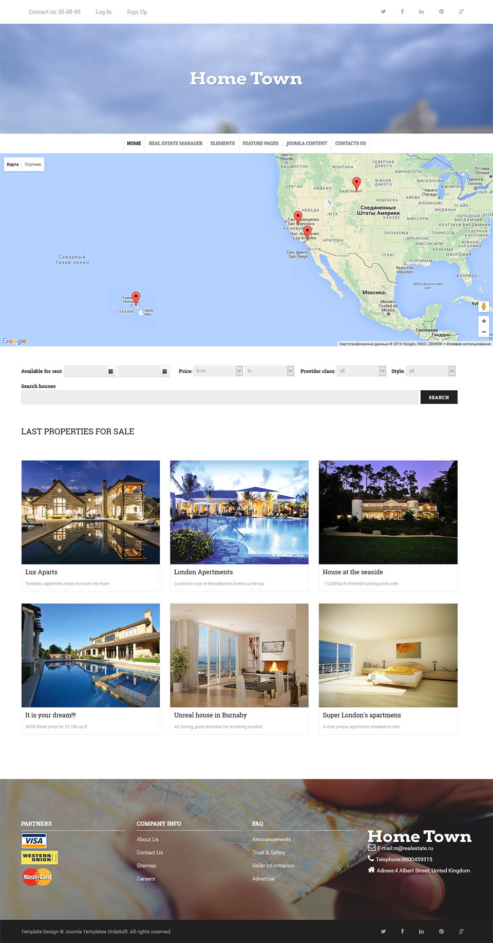 Template OrdaSoft HomeTown Joomla template OrdaSoft HomeTown