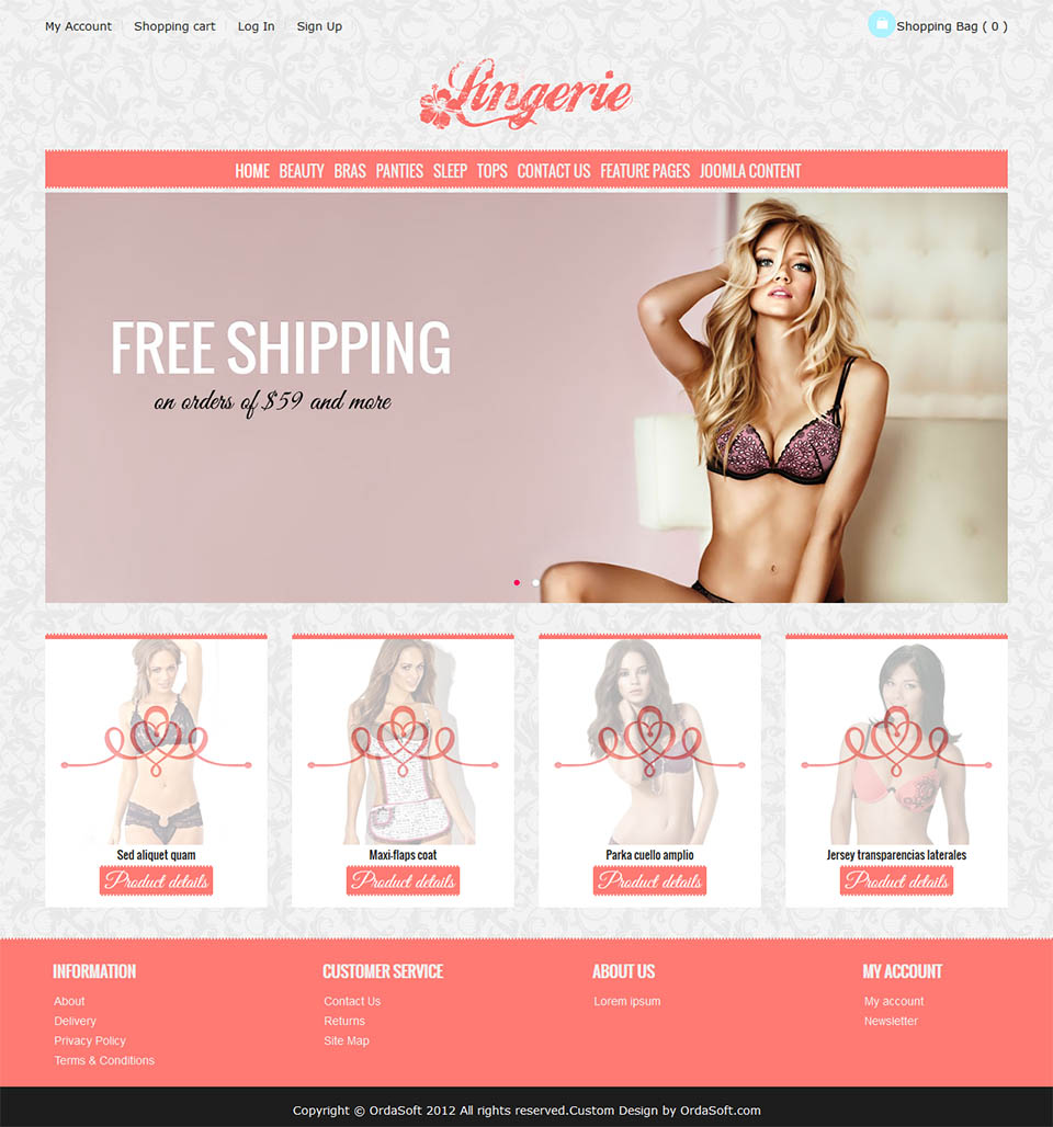 OrdaSoft Lingerie Store v4.3.4 - online lingerie store template for Joomla