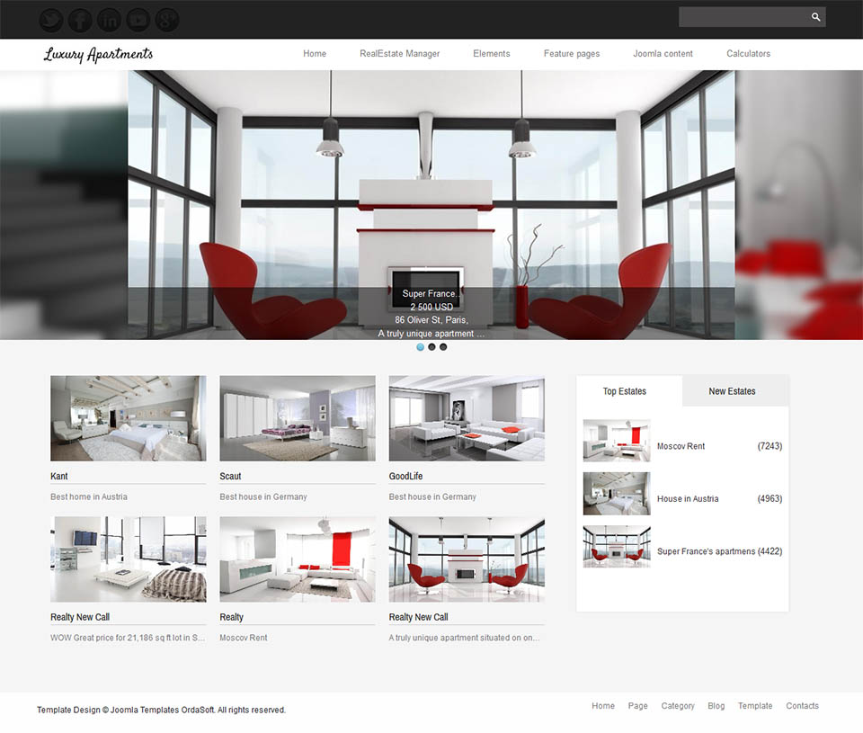 Joomla template OrdaSoft Luxury Apartments