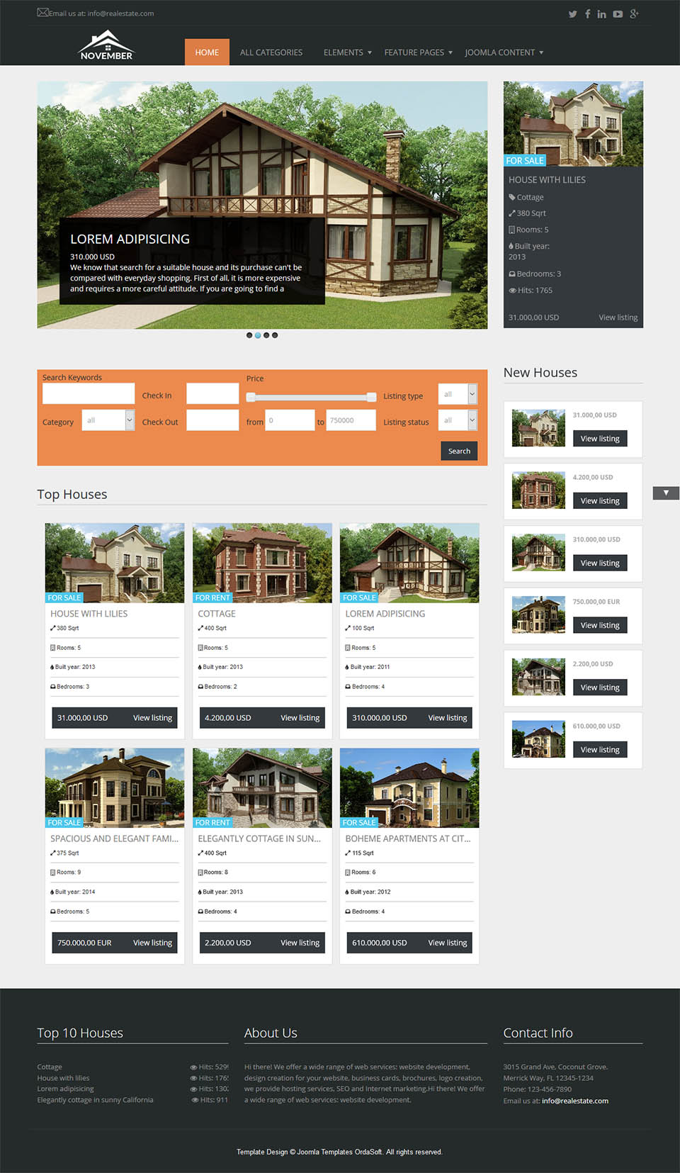 Joomla template OrdaSoft Real Estate November