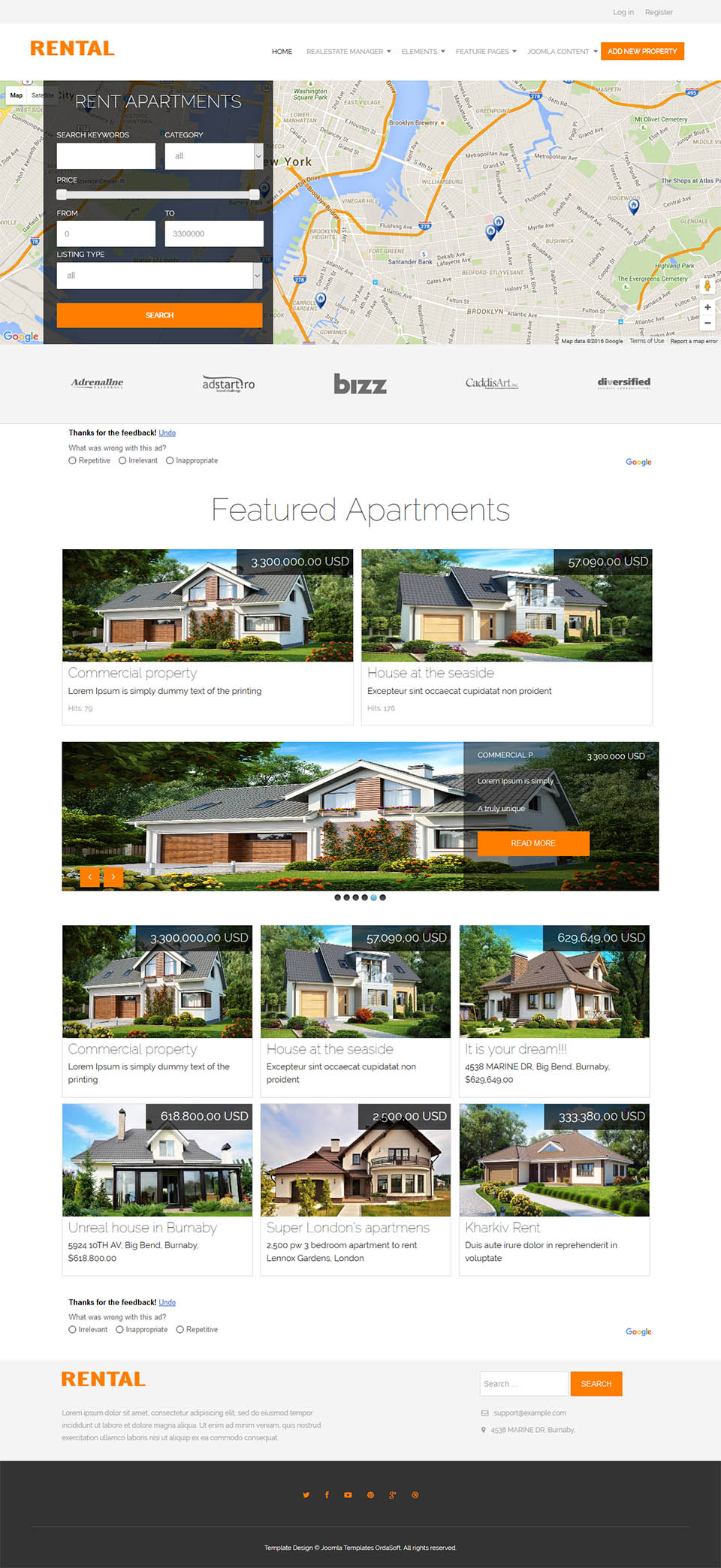 Joomla template OrdaSoft Rental