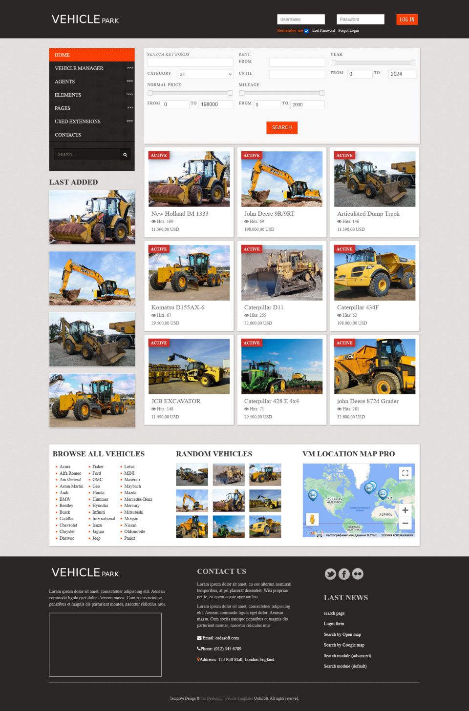 Joomla template OrdaSoft Vehicle Park