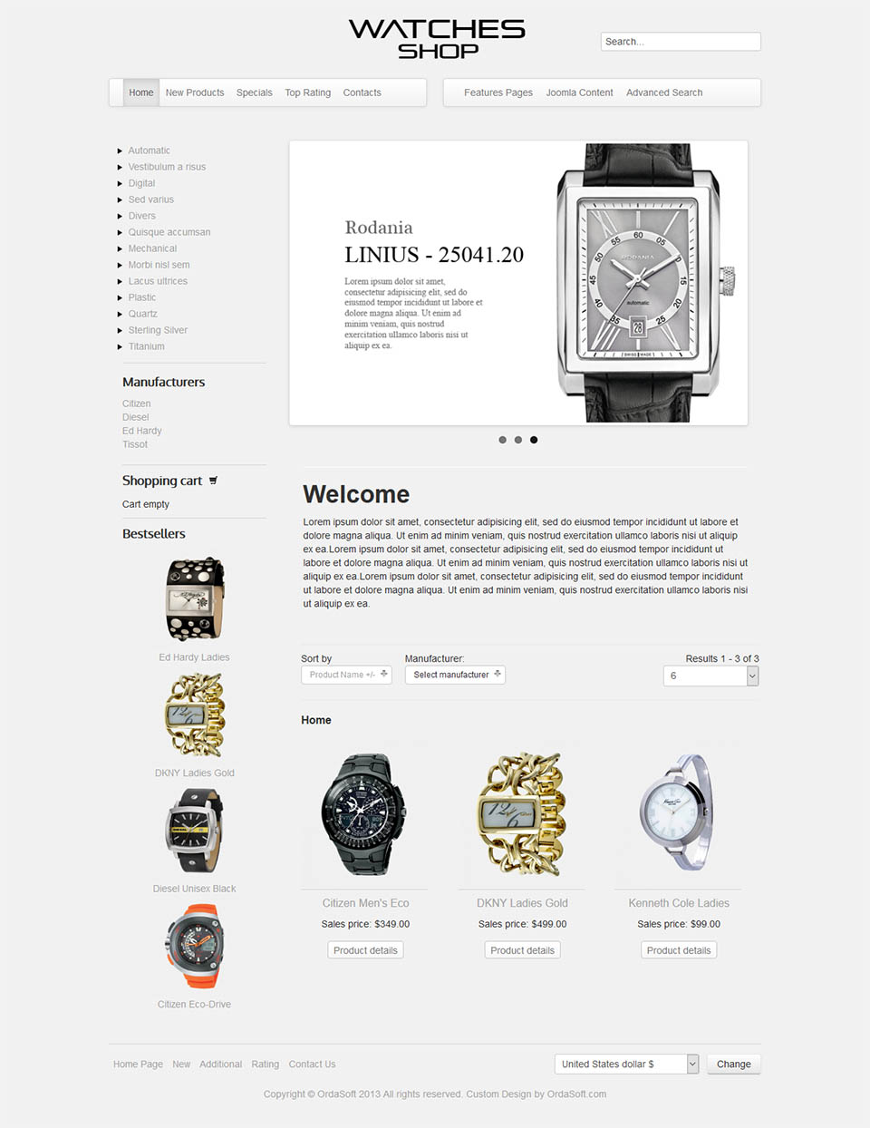 Joomla template OrdaSoft Watches Shop