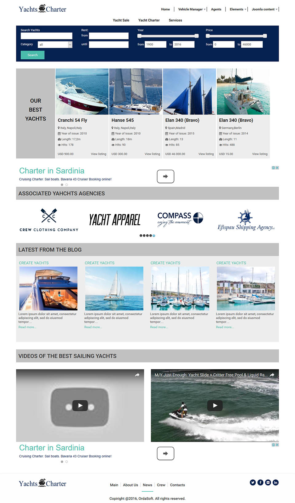 Joomla template OrdaSoft Yachts Charter
