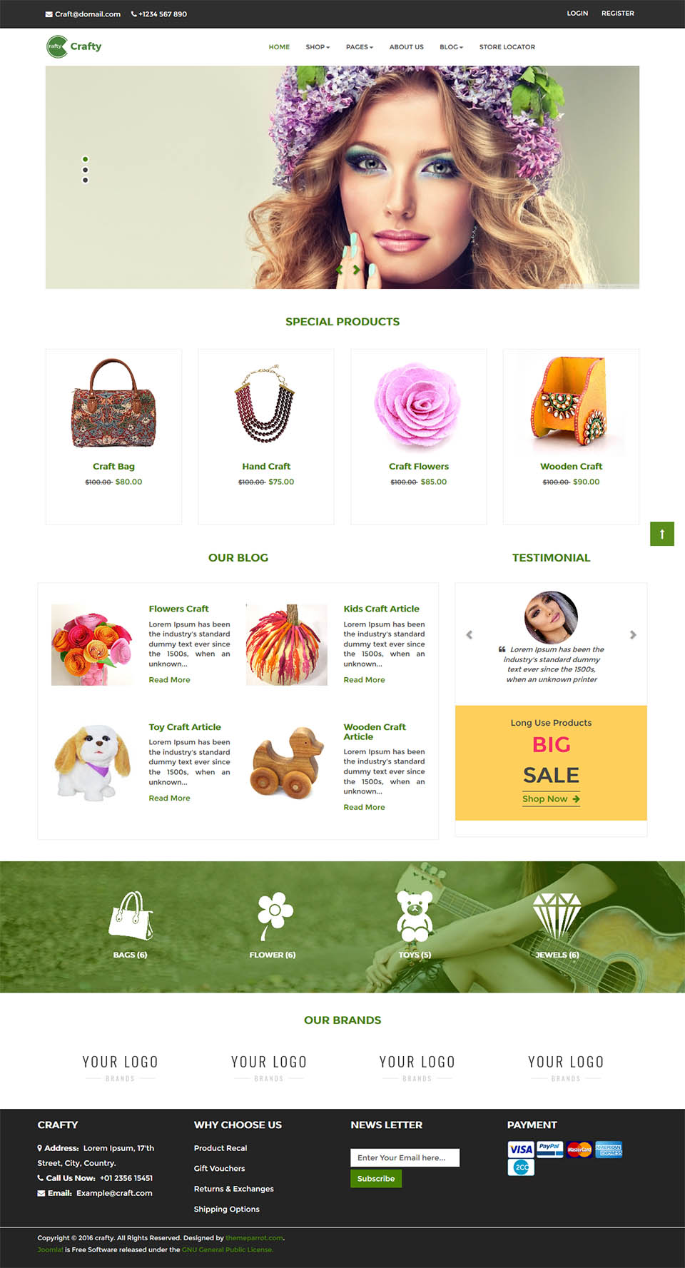 Template ThemeParrot Crafty Joomla template ThemeParrot Crafty