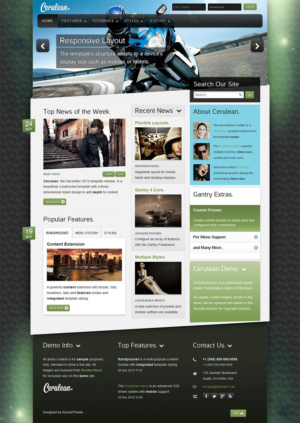 Template RocketTheme Cerulean Joomla template RocketTheme Cerulean