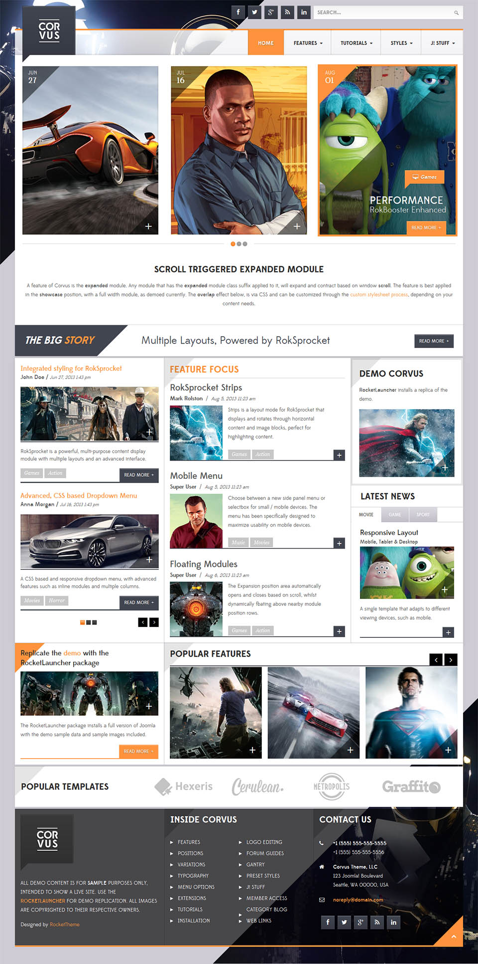 Joomla template RocketTheme Corvus
